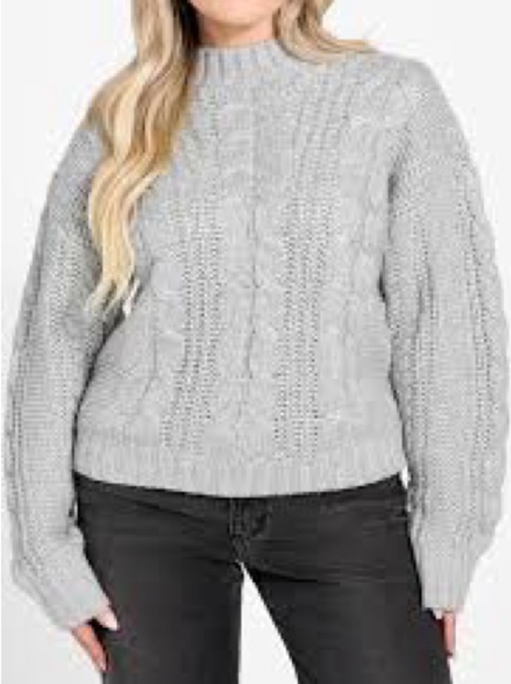 Fashion Nova Gray Cable Knit Sweater | Cozy Fall Knit | NWT | Size L